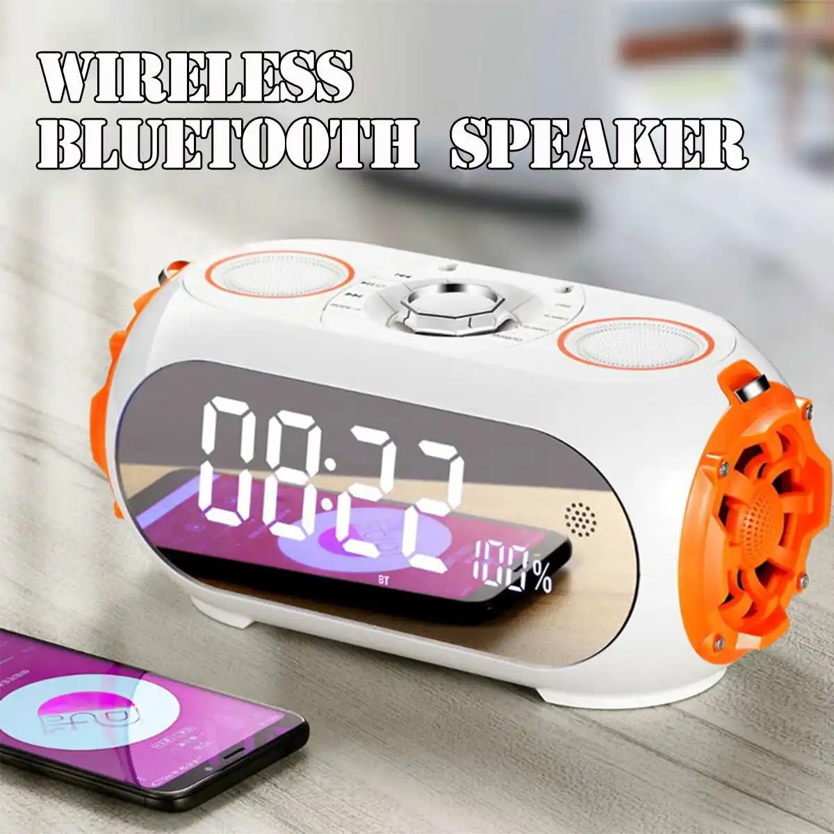 

bluetooth Speaker with LED Mirror Digital Table Clock Electronic Time Display Digital Clock Led Clock Radio Speaker Alarm Clock