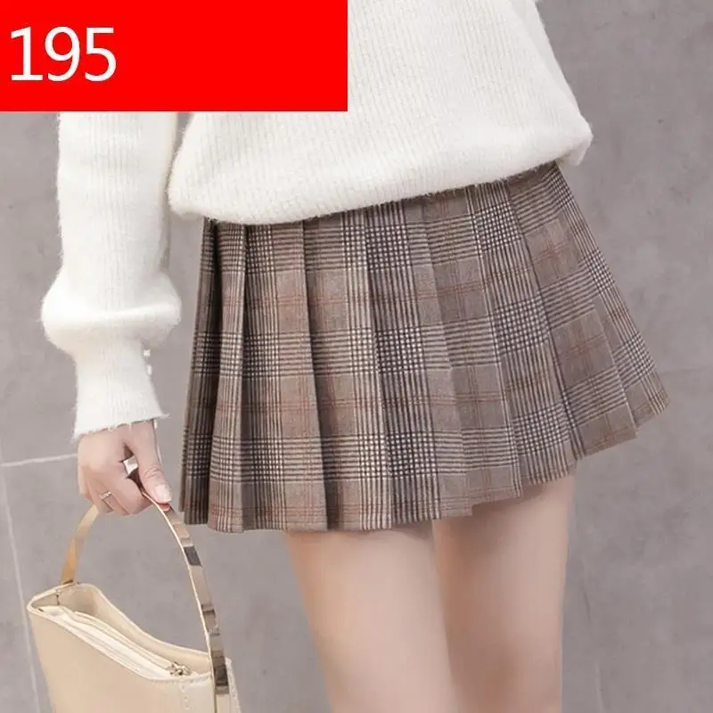 Линия Высокая талия плед plissada feminina ropa de mujer одежда осень hiver invierno женские