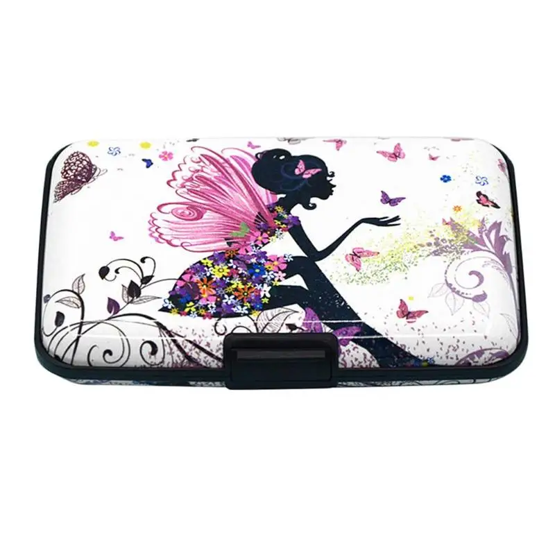 Women Metal Color Print Protect Card Holder Box 2018 Fashion Female Credit Card Wallet Student ...