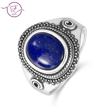 

Original 925 sterling silver jewelry natural blue lapis lazuli ring oval 8X10MM engagement anniversary gift wholesale