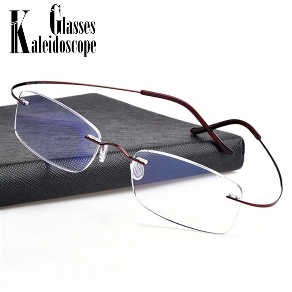 

Super-elastic Titanium Alloy Glasses Frame Ultra-light Metal Myopia Rimless Men Flexible Optical Frames for Prescription Glasses