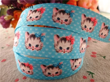 

17010165,New arrival 7/8" (22mm) 10 yards/lot cat animal printed grosgrain ribbons cartoon ribbon DIY hair bows