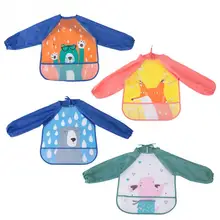 Детский водонепроницаемый фартук с длинным рукавом для обеденного кормления с героями мультфильмов, комбинезон, Одежда для младенцев, Манишка для новорожденного, Лидер продаж