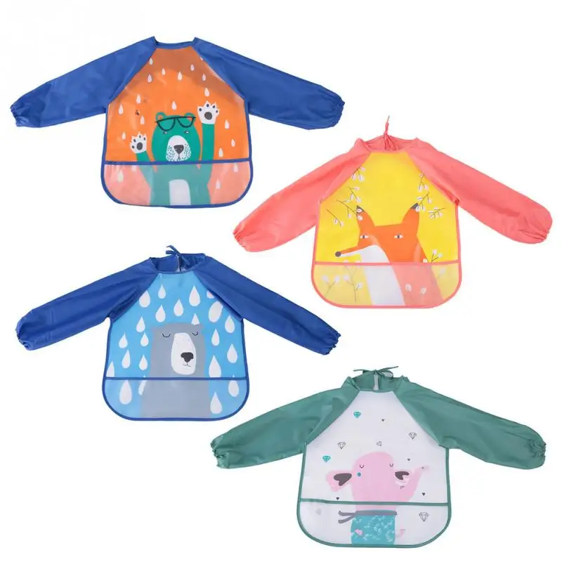 

Cartoon Baby Kids Toddler Waterproof Lunch Feeding Apron Long Sleeve Bib Overclothes Infant Toddler Newborn Apron Hot Sale