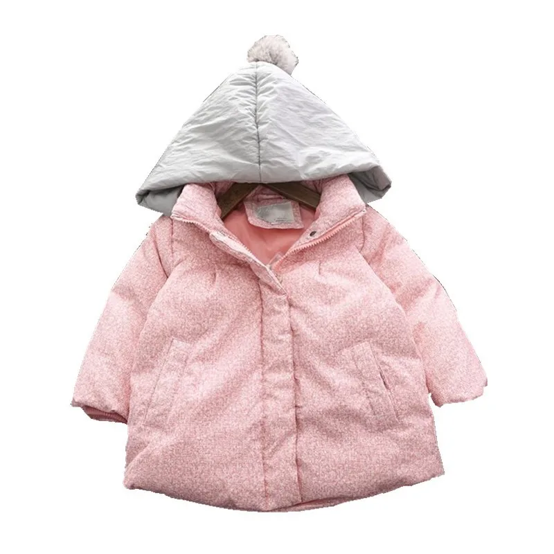 winter baby girl jacket pink hooded fur bow duck winter jacket girls