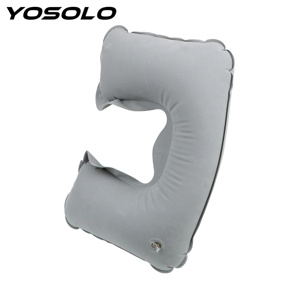 

YOSOLO For Flight Travel Soft Nursing Cushion Portable Car Travel Comfort Headrest Inflatable U-Shape Flocked Pillow Neck Rest