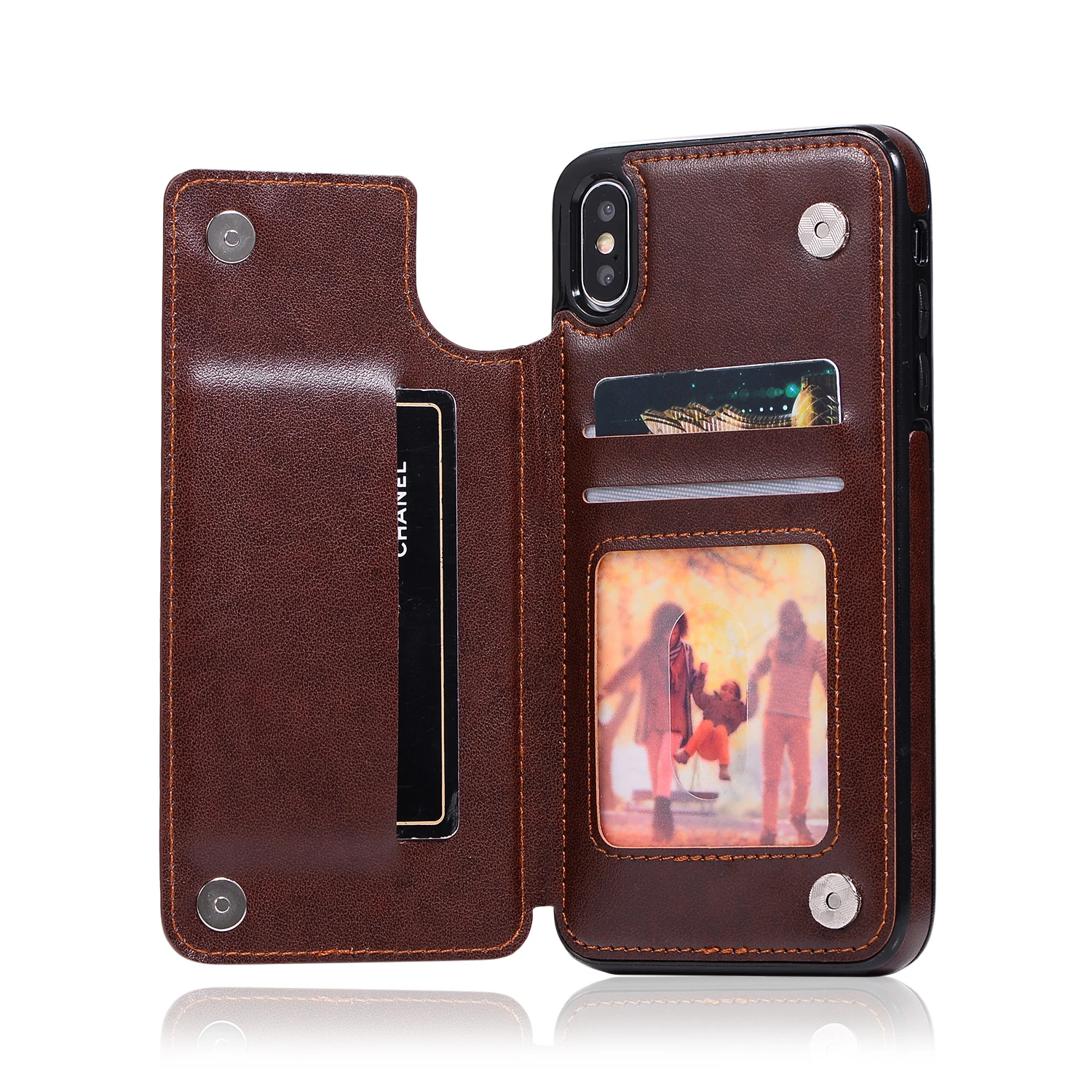 Роскошный кожаный чехол KISSCASE для iPhone 6 6s 7 Plus с откидной крышкой и отделением карт