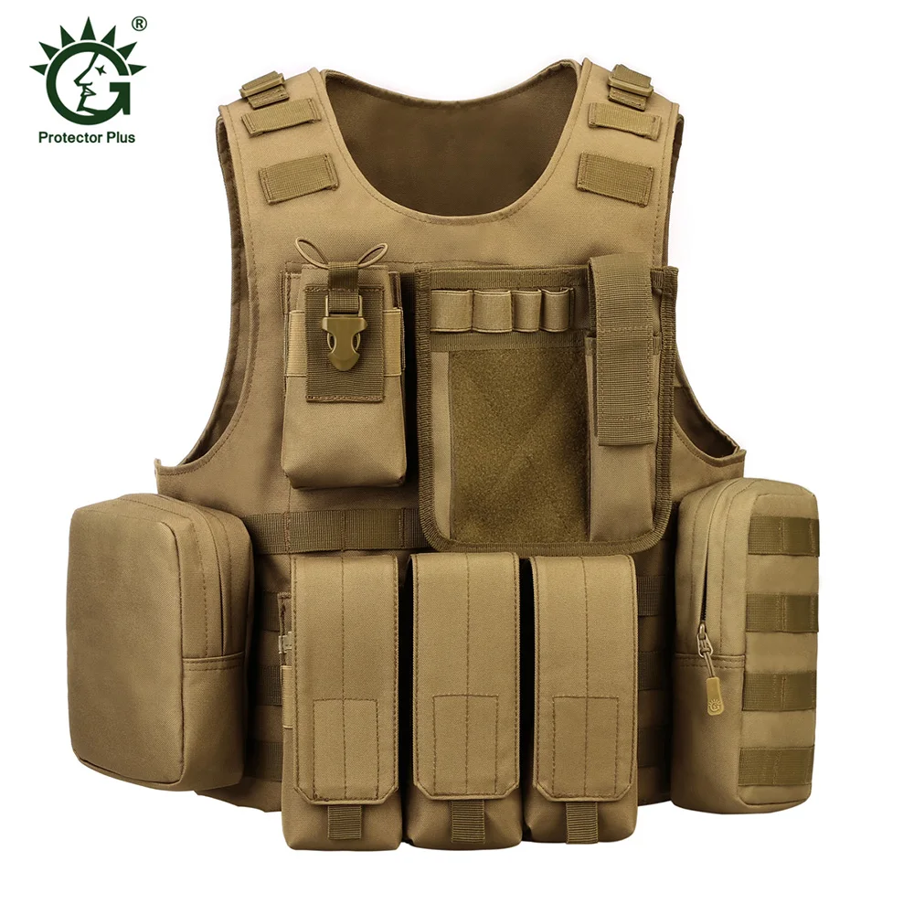 

Protector Plus Tactical Combat Vest For Military Protection Nylon Waterproof Hunting Vest With Multiple Removable Pockets