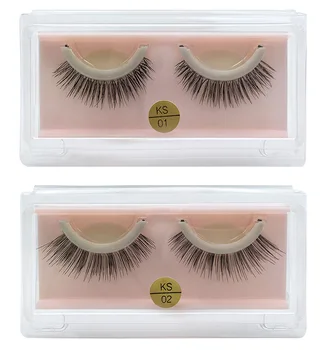 

Brand New Fake eyelashes with glue tape handmade reusable false lashes natural plastic cotton stalk 100pairs/lot DHL Free