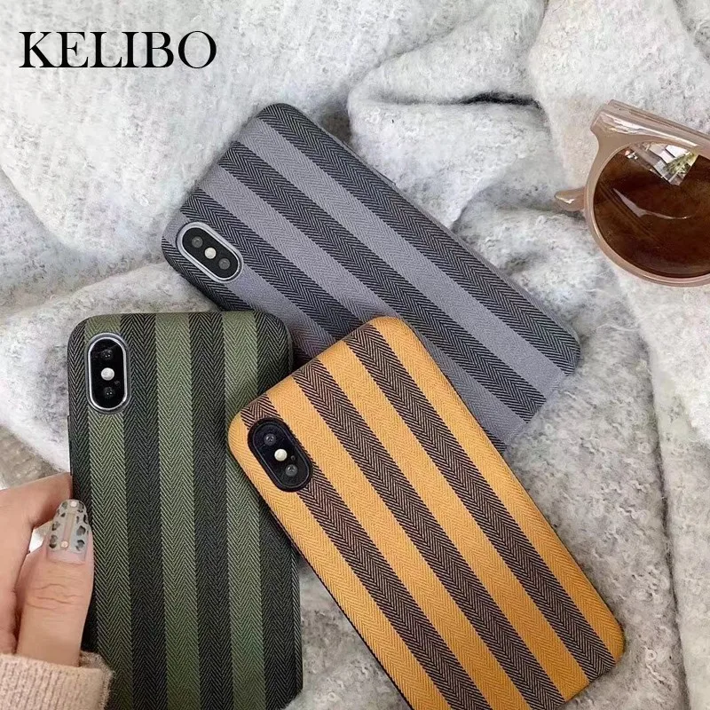 

Cloth Shell Suit Grid Phone Case for iphone 6 6s 7 8 Plus Cases Soft Silicone Fabric Textile For iphone X XS Max XR Back Cover