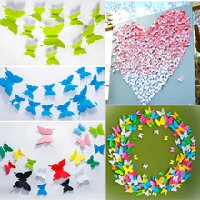 Художественная наклейка, свадебные наклейки s, украшение для дома, 20 шт./лот, бумажные бабочки, праздничные вечерние 3D наклейки на стену, сделай сам