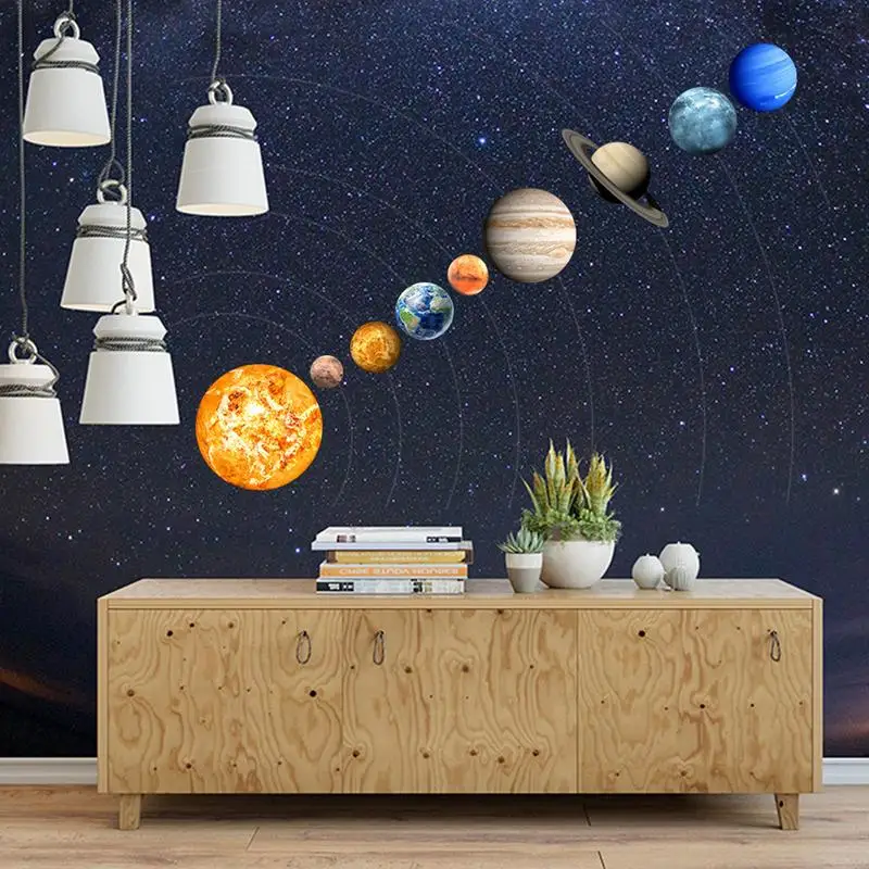 9 шт./компл. солнечная система планеты флуоресцентная Настенная Наклейка