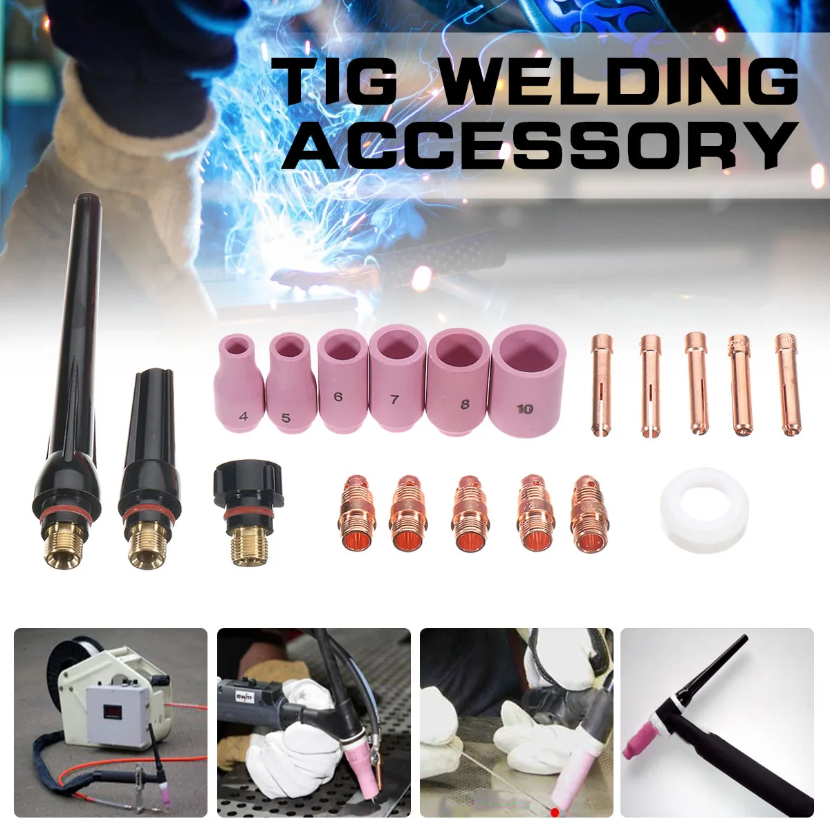 

20pcs For Torch 17/18/26 T23 TIG Welding Accessories Stubby Collet Setup Kit Welding Torch Durable Practical Welding Accessories