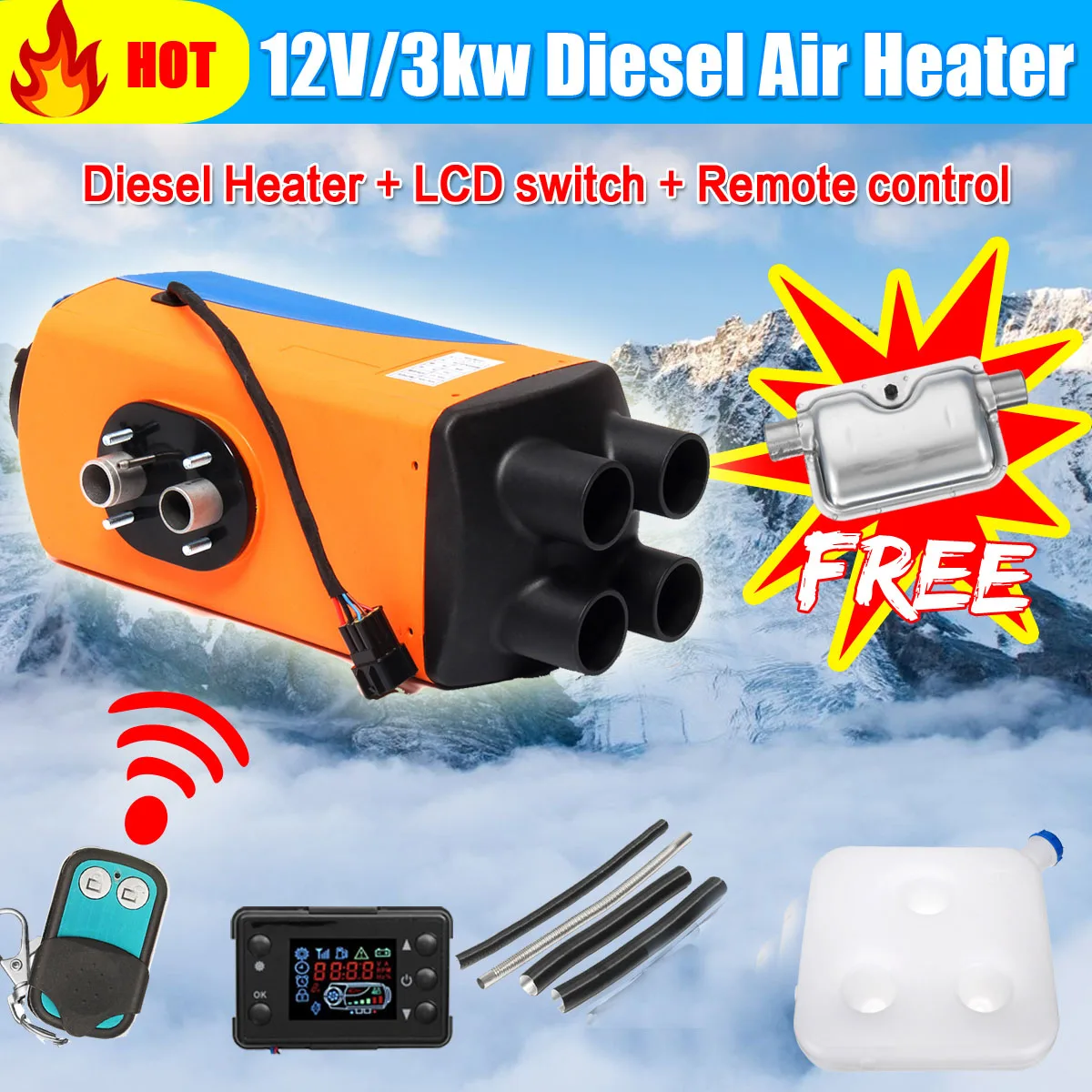 KROAK 12V Car Heater 3KW Air Diesels Heater Parking Heater With LCD