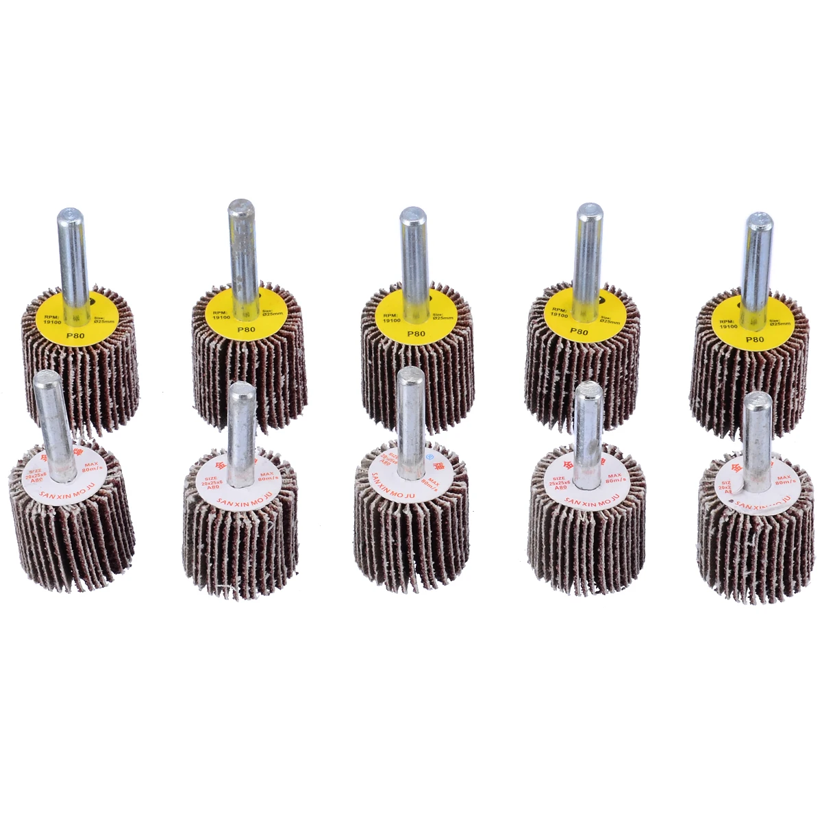 10pcs 50mm Grinding Polish Wheel 40/80 Grit Sanding Flap Disc Drill