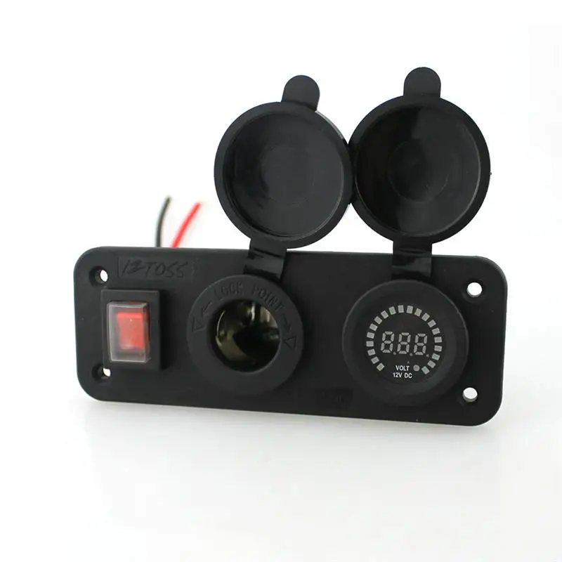 Cigarette Lighter Socket Power with 12V LED Digital Voltmeter with