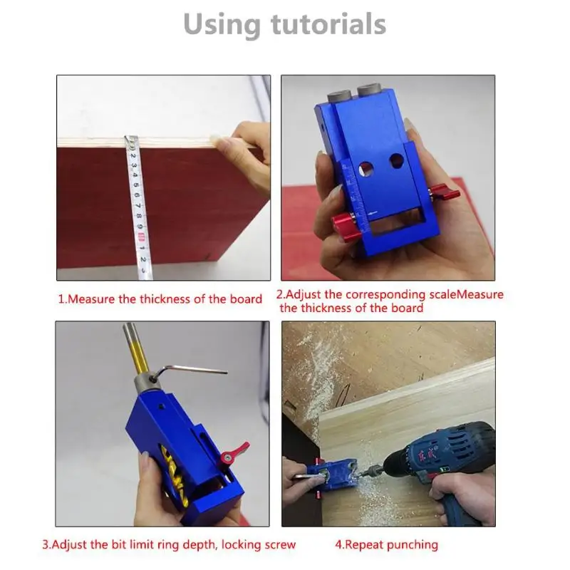 

Pocket Hole Jig Kit System Mini Style Woodworking Tool Set With Step Diagonal Holes Device Drill Bit Dowelling Hole Saw Tool