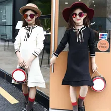 Модные элегантные однотонные платья принцессы; Одежда для маленьких девочек; платье с капюшоном и длинными рукавами; свитер для больших девочек; сезон осень-зима; От 6 до 14 лет