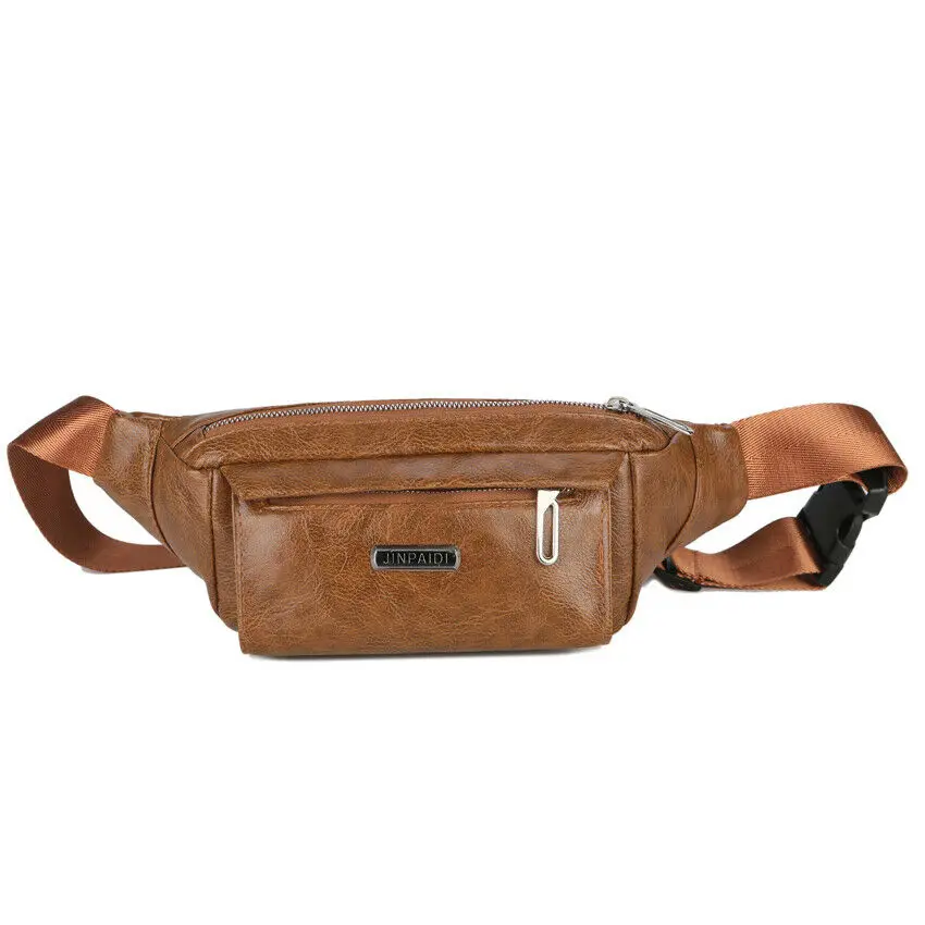 

Waterproof Men Women Solid PU Leather Waist Pack Fanny Chest Packs Bum Bag