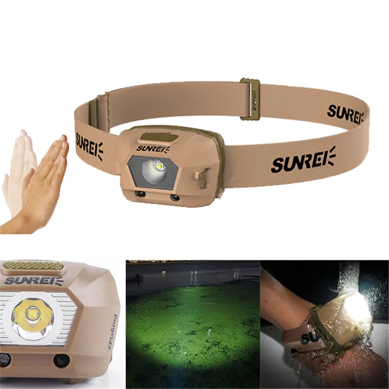 

SUNREX iFishing-Li LED Smart Sensor Headlamp XPG3 S3 1800mAh Rechargeable 4 Modes Headlight Outdoor Fishing Hiking Headlamp