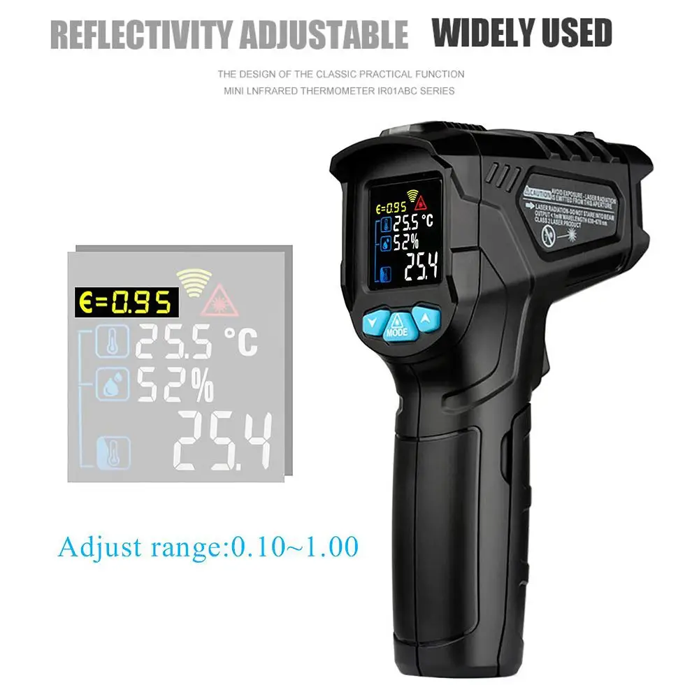 

IR01D -50~800C Digital Thermometer Humidity Meter Non-contact Infrared Indicate Temperature Humidity Meter Pyrometer
