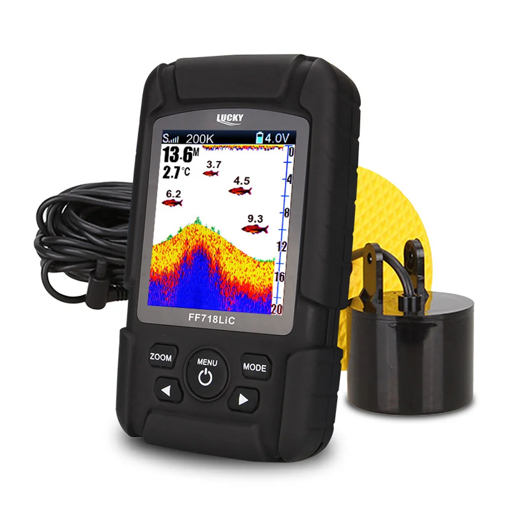 محظوظ FF718LiCD-T المحمولة السلكية صياد السمك أعمق عمق أسلم إنذار المحيط نهر بحيرة Fishfinder إنذار الأسماك