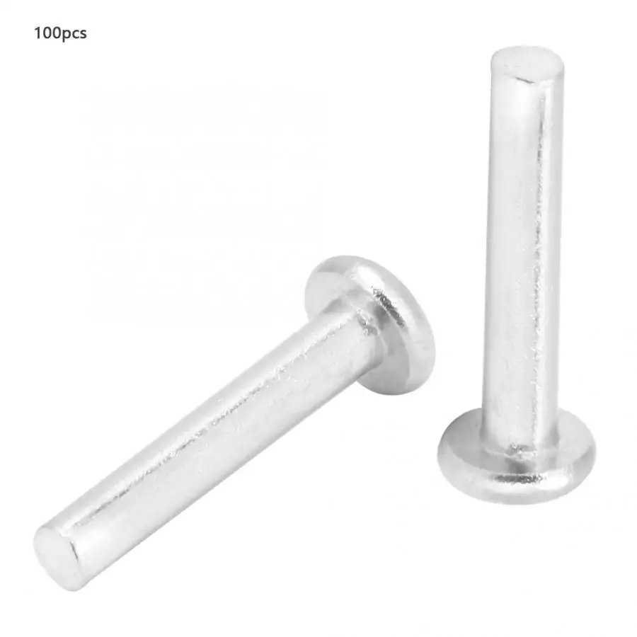 

100Pcs M2.5*12/14/16mm Flat Head Aluminum Rivets Countersunk Solid Rivets Thermo Nail Rivets Fasteners Photo Album Leather Craft