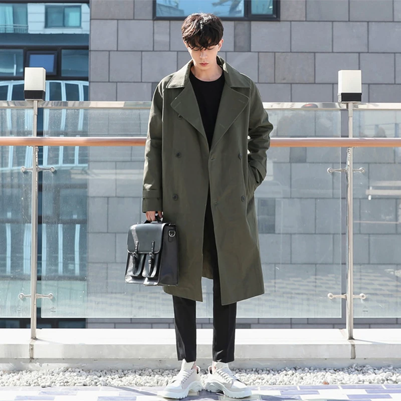 

2019 Spring Mens Jackets And Coats Summer New Japanese Fashion Couple Long Solid Color Lapel Casual Windbreaker Streetwear