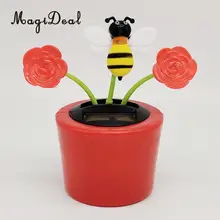 Цветок на солнечной батарее насекомое дрожащая кукла игрушка для декора дома автомобиль орнамент цветочный горшок Роза и пчела