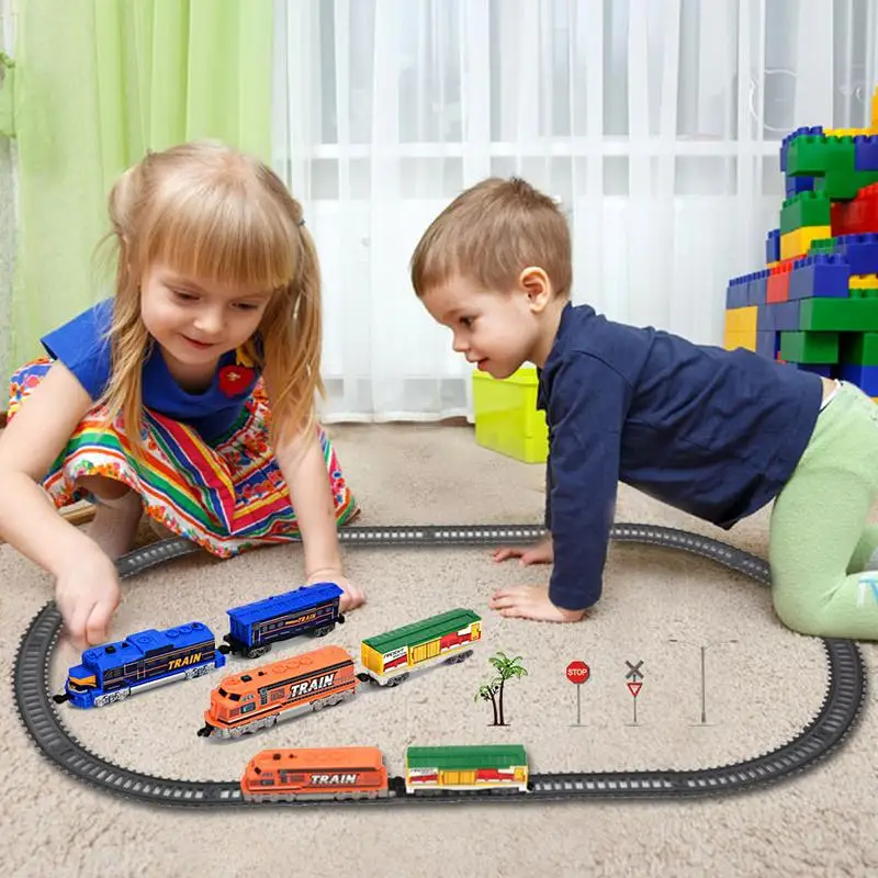 

Children Electric Double Train Track Puzzle DIY Assembled 215CM/7FT Train Track Model Toy Electric Train Track Toy 6 Style Suit