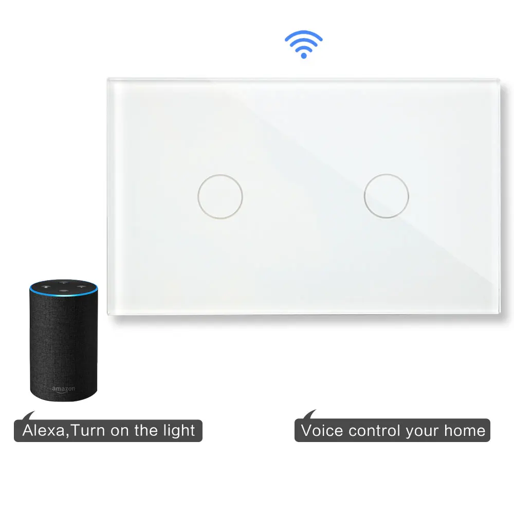 Bingoelec wifi 2 банды 1 способ сенсорный выключатель стандарт США умная Автоматизация настенный выключатель беспроводной контроль Tuya Поддержка Google Home