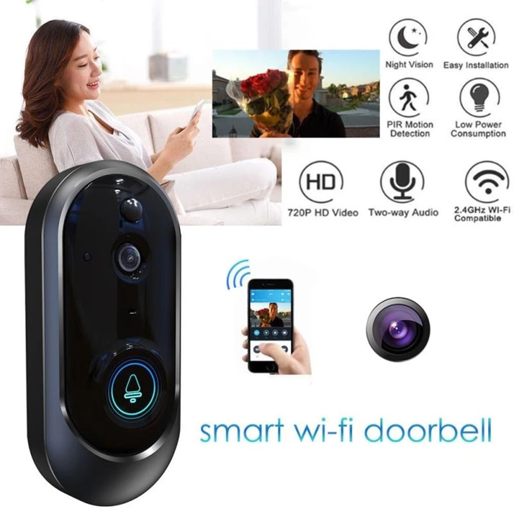 

Smart Wireless WiFi Doorbell 720P HD Camera IR Video Phone Intercom Home Security Doorbell