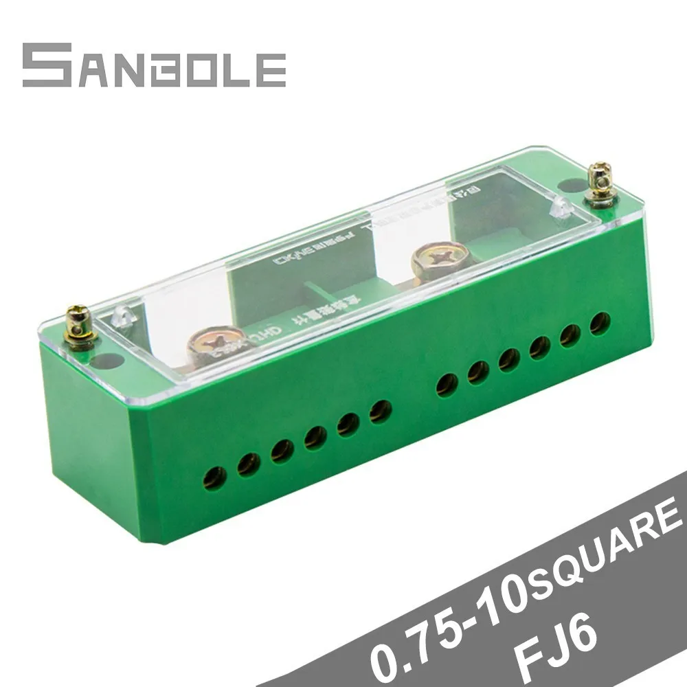

Two In Twelve Out Green Wire Part Line Box Fj6 Connection Terminal Box Dual Row Household Single phase