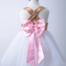 Новинка года; Лидер продаж; сетчатые Платья с цветочным рисунком и бантом сзади для маленьких детей Праздничная танцевальная одежда принцессы для девочек 5 шт./партия