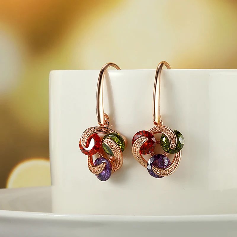 

Fashion Colorful Peridot Drop Dangle Earrings Multicolor Rose Gold Filled Hook Earrings Women Jewelry Gifts