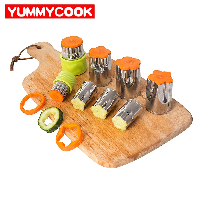 

8pcs/Set Stainless Steel Puzzle Fruit Vegetable Cutter Kitchen Tools Mold Flower Shape Cookie Fondant Pastry Mould Accessories