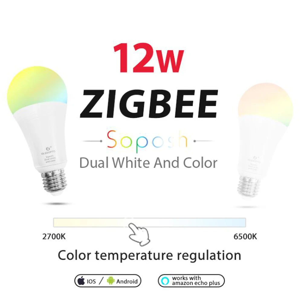 Светодиодный лампочка Zigbee E27 12 Вт E26 Zigbee настенный светильник RGB CCT двойной белый смарт-лампы приложение Управление светодиодный лампы AC 110 V 220 V 230 V Zigbee свет ссылка