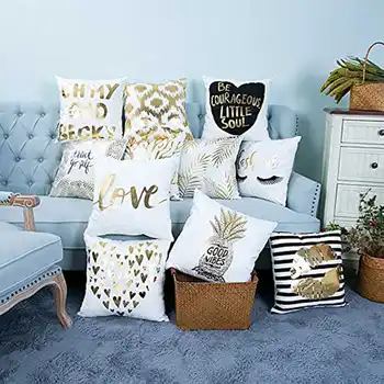

Bronzing Soft Home Pillow Cases Throw Pillow Covers Decorative Letters Covers Decorative 45x45cm 29