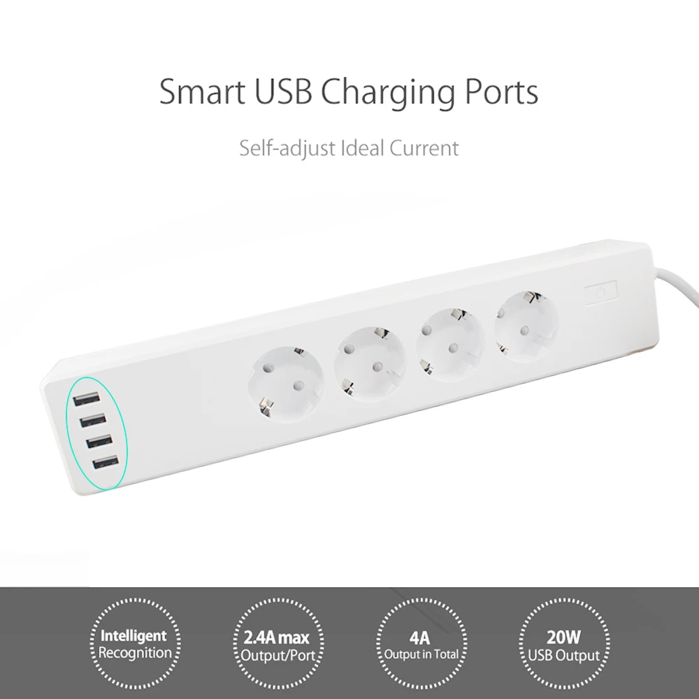 Новое поступление RSH EU WiFi сетевой фильтр, защита от перенапряжения с 4 USB и 3 Smart Plug, совместим с Alexa/Google