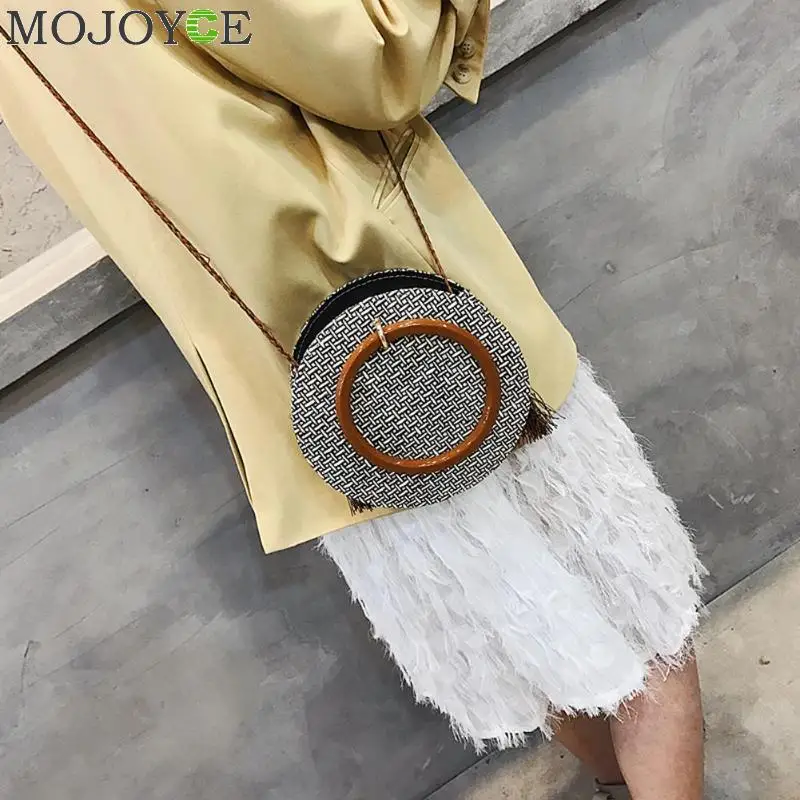 

Round Straw Bag Handbags Women Summer Rattan Bag Handmade Woven Beach Circle Bohemia Shoulder Messenger Bags New Fashion
