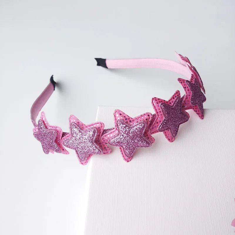 

Shimmer Powder Pink Pointed Star Hair Hoop Boutique Baby Hairbands Children Headbands Girls Hair Accessories Princess Headwear