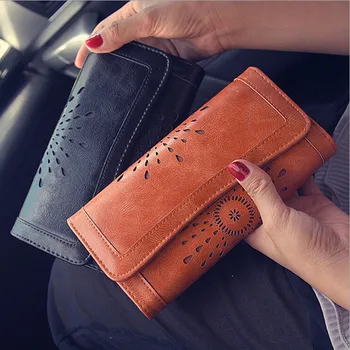 

Unisex Storage Bag For Money Credit Card Id Card Lady Floral Envelope Clutch Purses Leather Long Handbag Bag Card Wallet Leather