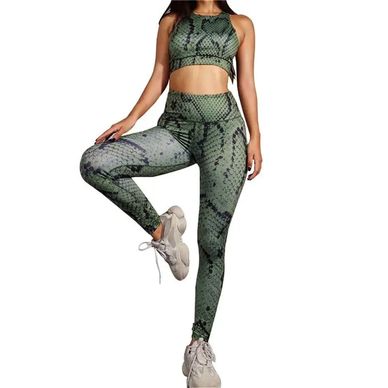 

yoga set Women Fitness Snake Print Clothing Sport Wear Yoga Gym Jogging Suits Sportswear Running Leggings Women Set