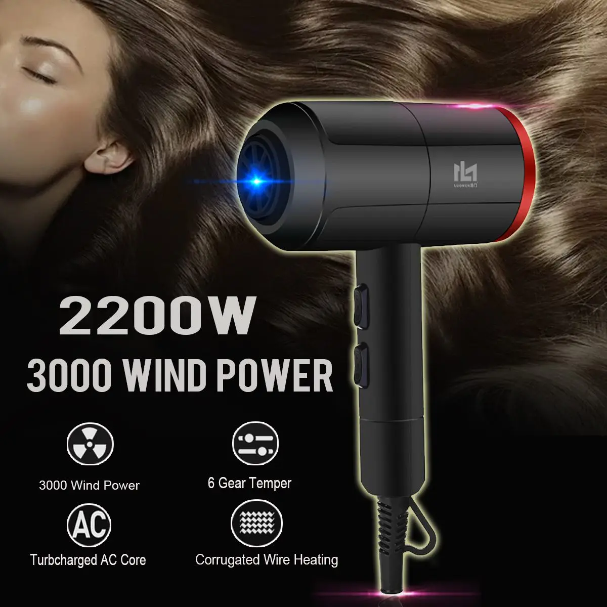 

2200W Professional Salon Hot Air Styler Electric HairDryer Hairdressing 3heat 2Speed Multifunctional Styling Tools Fast Straight