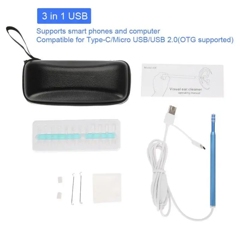 3 в 1 USB инструмент для чистки ушей Многофункциональный Android PC визуальная Ушная