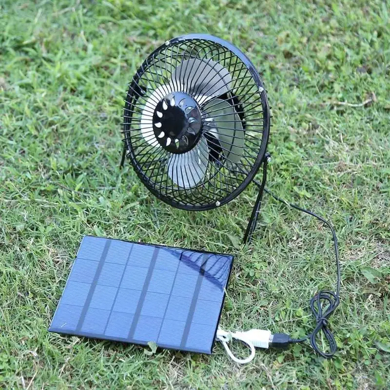 

Alloet 6 Inch Mini Air Cooling Fan Solar Ventilator USB Mini Air Conditioner Fan Solar Panel Fan Cooling Micro Ventilator