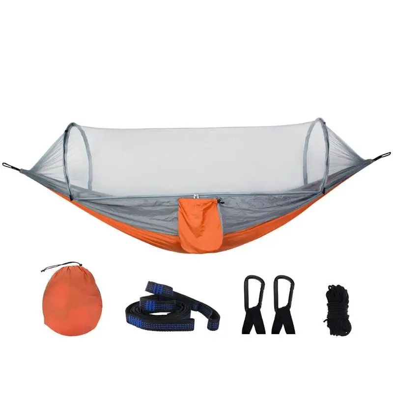 Одиночный двойной гамак для взрослых, для активного отдыха, для путешествий, выживания, охоты, спальная кровать, тканевая палатка+ москитная сетка, для кемпинга на открытом воздухе