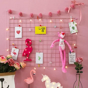 

Metal Wall Mesh Grid Collage Photo Frame Wall Hanging Picture Postcards Photo Holder Storage Rack Clip Home DIY Decoration