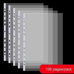 100 страниц/пакет карман для документов PP отрывными листами A4 напильника Водонепроницаемый лист протекторы 11-отверстие Универсальный