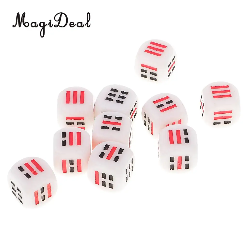 MagiDeal 10 шт. пластиковые 6 сторонние D6 фотообои для гадания триграммы игрушки